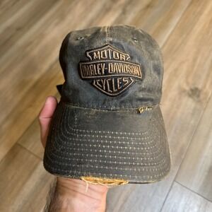 Harley-Davidson Cycles Hat Distressed Embroidered Logo Adjustable Strapback‎